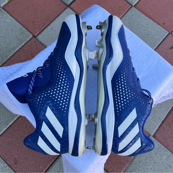 Adidas NWOB Power Alley 4 Size 14 US Metal Cleats Blue/White Baseball Shoes - Picture 9 of 12